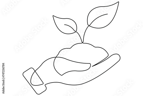  Plant growing continuous one line art drawing of outline vector illustration