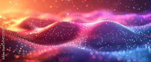 Background with purple waves and stars. Created with Ai