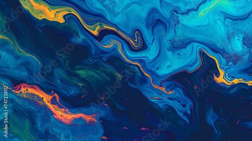 Abstract Colorful Acrylic Paint Swirls and Dynamic Flow Background