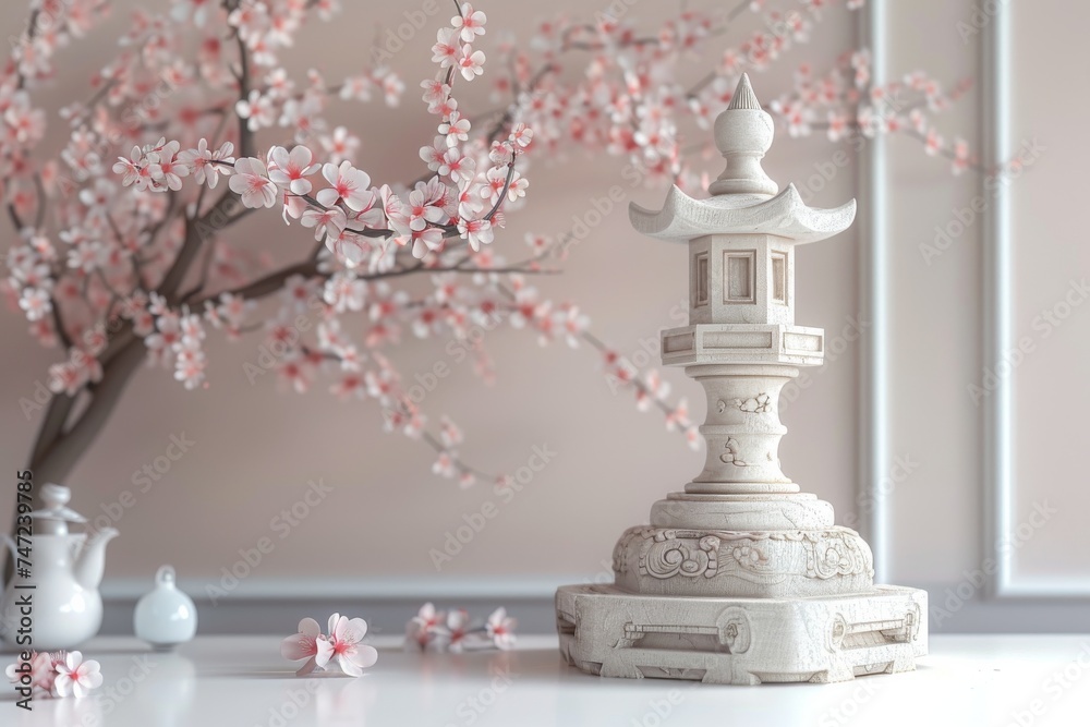 White Table With Vase of Flowers White Table With Vase of Flowers
