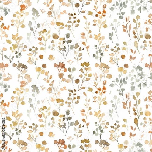 A seamless pattern radiating the warmth of a desert landscape with delicate flora in radiant red and orangeade hues.