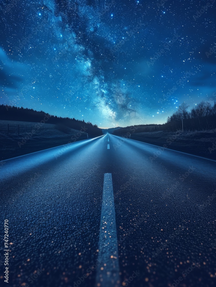 Endless Road Under a Starlit Sky