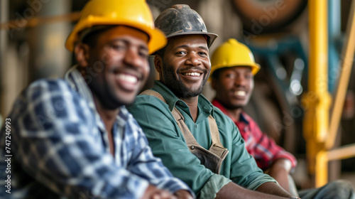 A group of happy construction workers