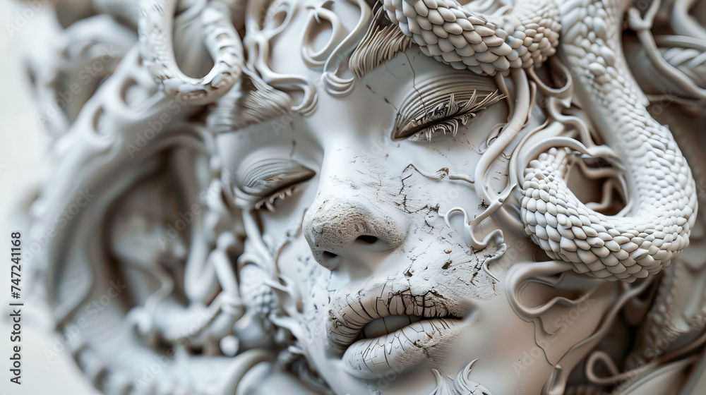 A statue of the head of the Medusa, the beautiful Gorgon in Greek mythology A statue of the head of the Medusa, the beautiful Gorgon in Greek mythology