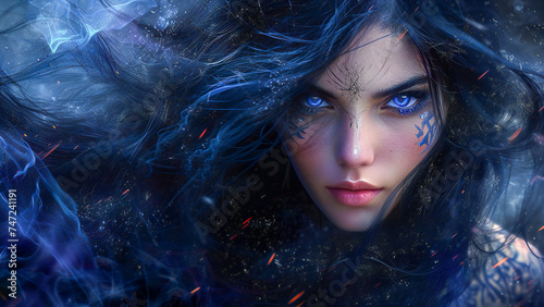 A blue eyed mysterious young sorceress photo