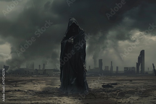 The Dark Knight Rises A Grim Future in a Post-Apocalyptic World Generative AI photo