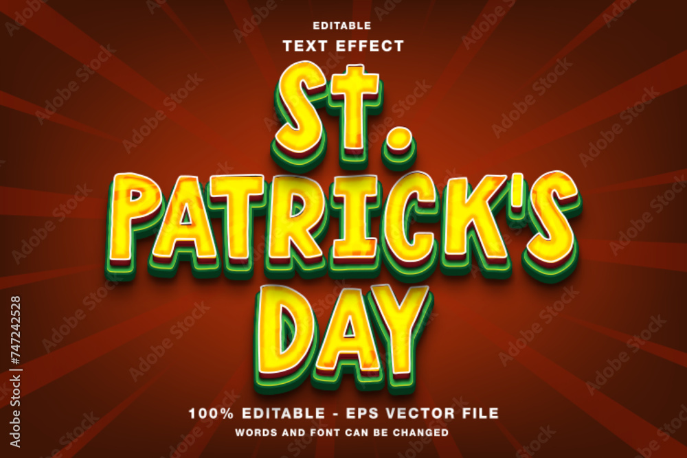 St. Patrick's Day 3d text style effect template editable