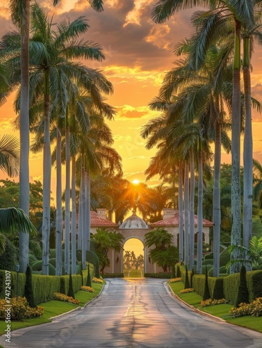 Palm Tree-Lined Street Painting photo