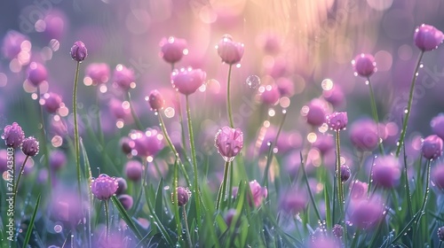 Pastel spring background with airy compositions inspired by dawn colors and misty dew hints