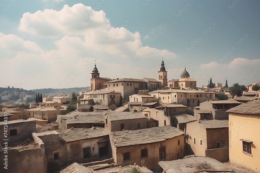 Panoramic view of the old town of Toledo, Spain.