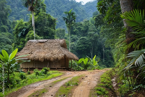 Rustic Hut Alongside Dirt Road