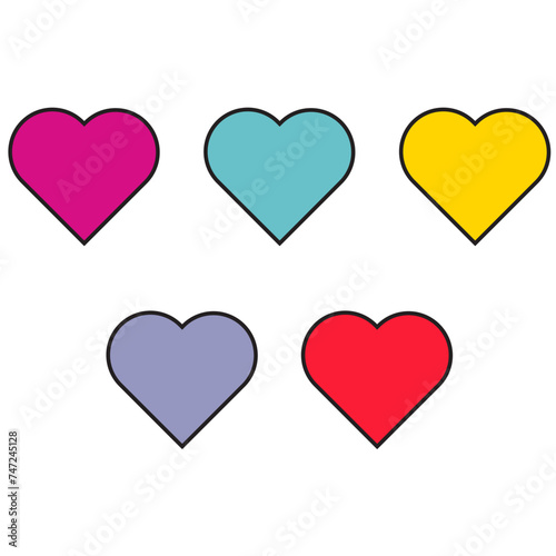 Vintage pop colour heart vector icon