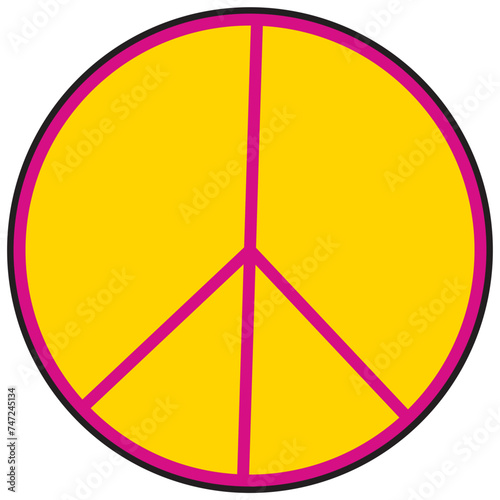 Vintage pop colour peace sign ector icon