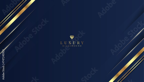 Elegant dark blue background with gold and glitter elements. modern luxury abstract background photo