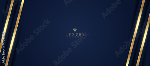 Elegant dark blue background with gold and glitter elements. modern luxury abstract background