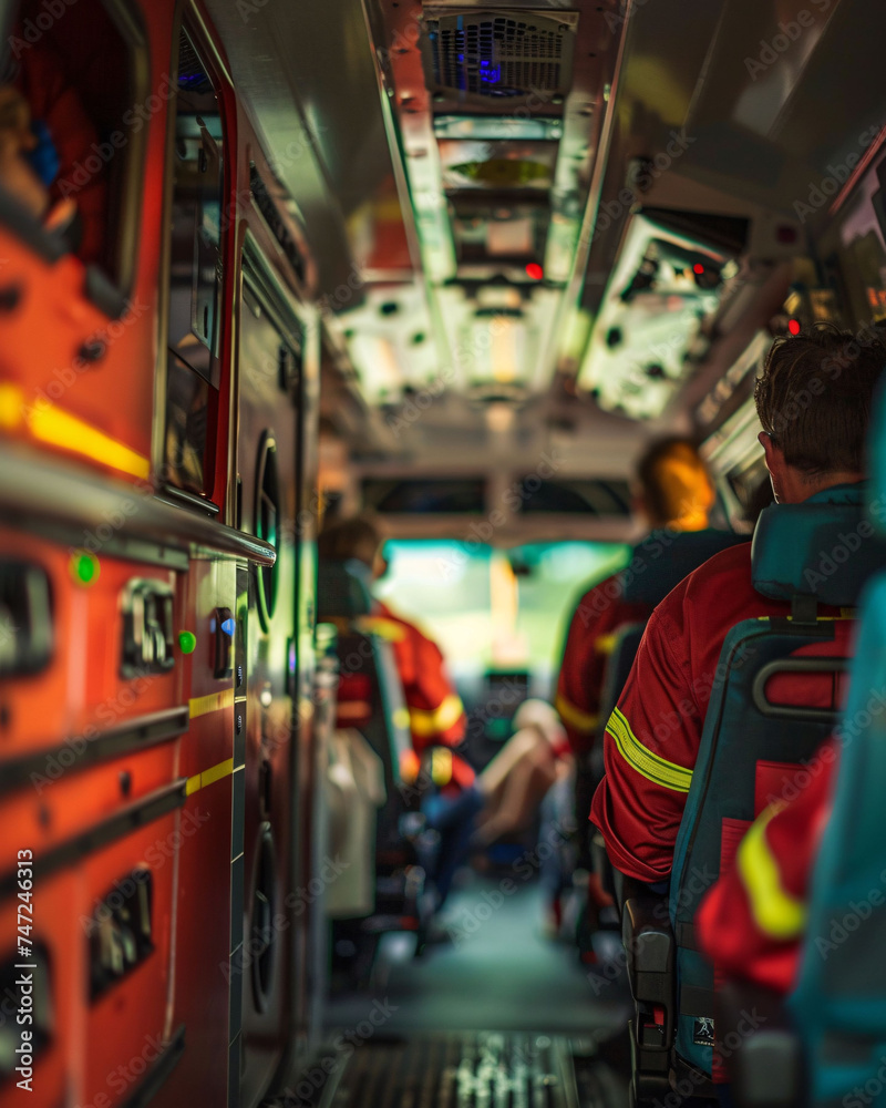 Obraz premium Close-up shot of paramedics in action inside an ambulance