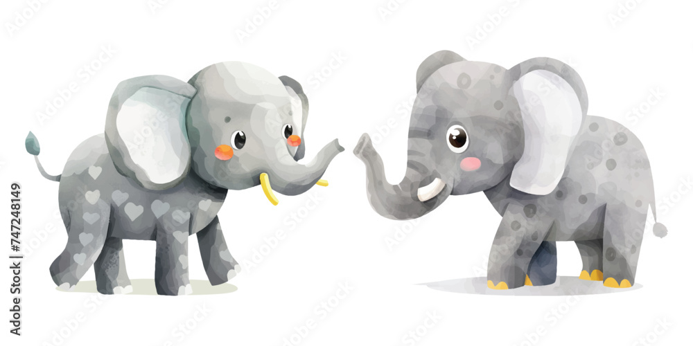 Naklejka premium cute elephant watercolour vector illustration 