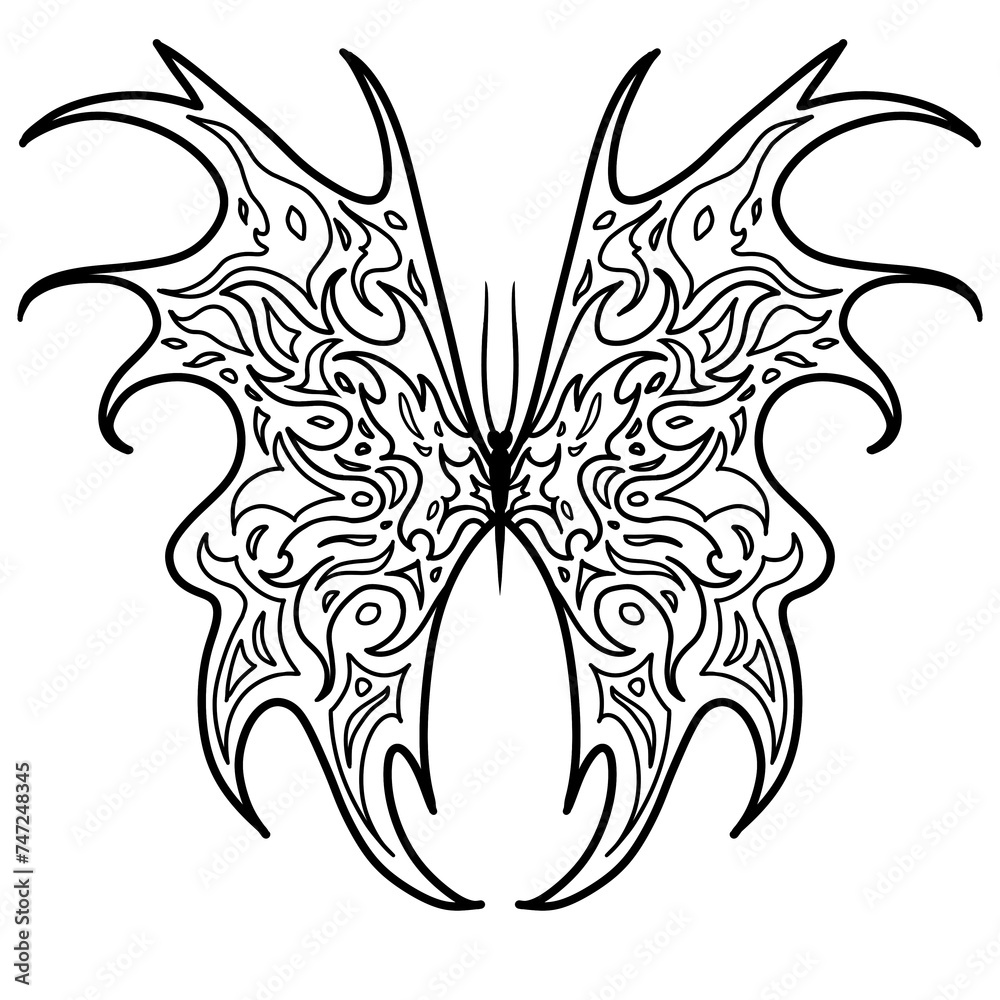 Set of elements Neo tribal tattoo butterfly shape modern acid graphic design clip art gothic flame emo goth 2000s Aesthetic style y2k wings ink black and white agressive line graphic ornamental doodle Set of elements Neo tribal tattoo butterfly shape modern acid graphic design clip art gothic flame emo goth 2000s Aesthetic style y2k wings ink black and white agressive line graphic ornamental doodle