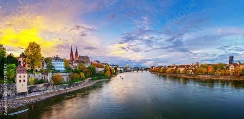 Basel, Switzerland on the Rhine River in Autumn photo