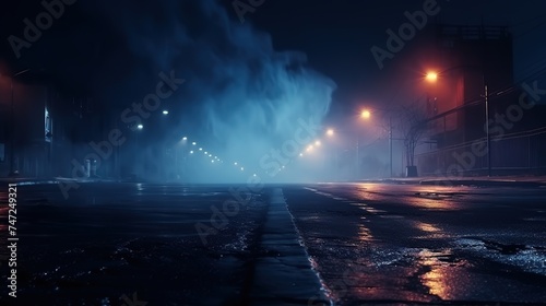 Rain Road Wet Asphalt Reflection of Neon Lights