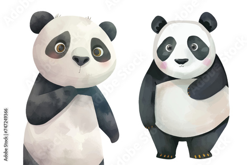 ute panda watercolour vector illustration