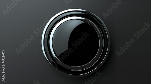 A Round Black and Silver Button with a Black Background