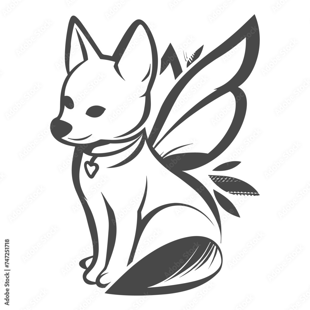 Dog with wins, funny design, vector illustration. Dog with wins, funny design, vector illustration.
