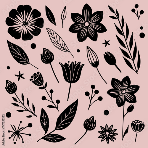 seamless floral pattern. Set flowers.
