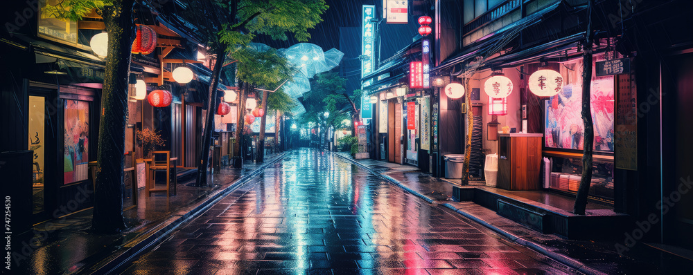 Nigh street lights in tokyo city