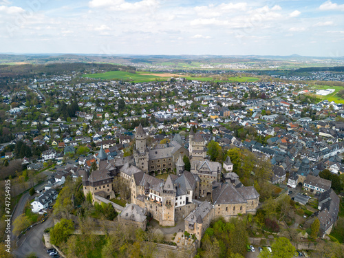 Aerial view of the Castle Braunfels, in Braunfels, Hessen, Germany, Europe photo