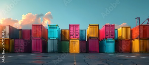 Colorful Shipping Containers in a Deserted Pavement photo