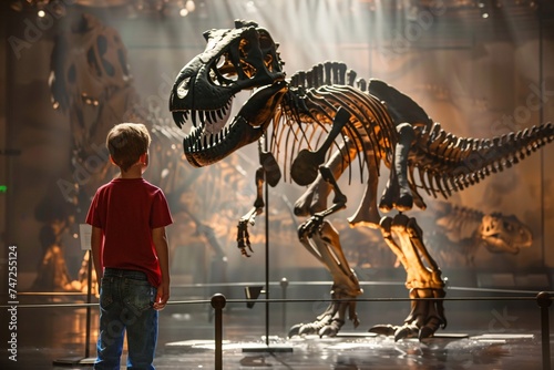 Dino-Fueled Adventure A Boy s Exciting Encounter with a T-Rex Generative AI