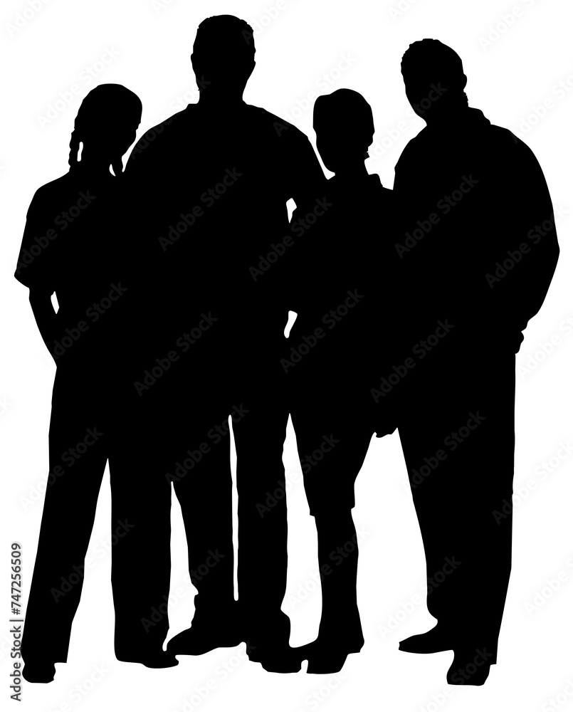 Silhouettes of group of people. ( clipping path )