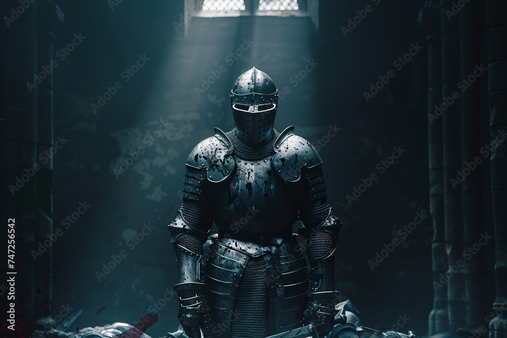 Warrior in Armor A Knightly Portrait Generative AI