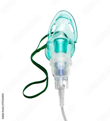 Obraz na płótnie Close up image of an oxygen mask from front on green gradient w salonie