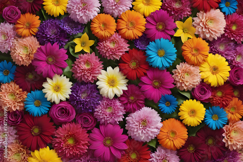 colorful flowers background. Generative AI.