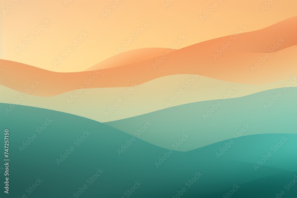 Faded Teal to Desert Sand abstract fluid gradient design, curved wave in motion background for banner, wallpaper, poster, template, flier and cover