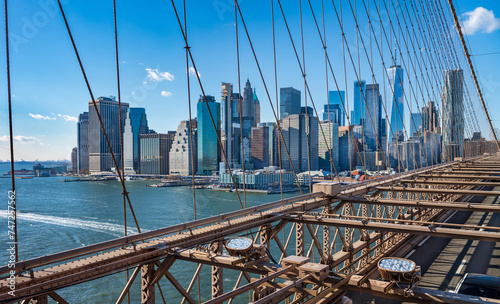 Skyline of downtown New York, Manhattan Bridge. © borisbelenky
