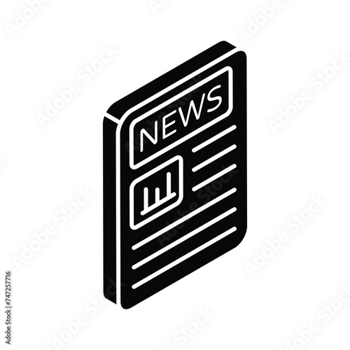 An amazing isometric icon of news paper in trendy style