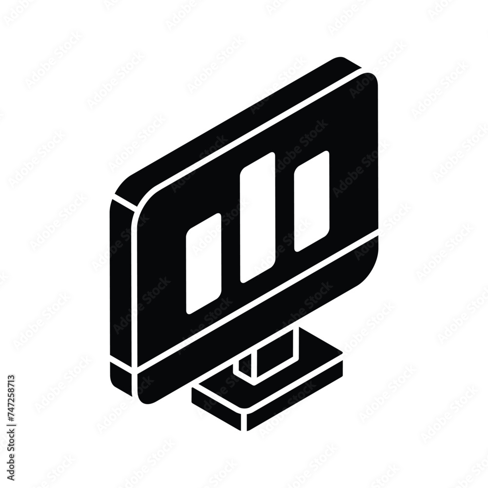 Bar chart inside monitor showing concept icon of online analytics or online stats Bar chart inside monitor showing concept icon of online analytics or online stats