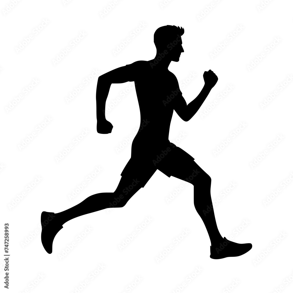 Vector silhouette of a man running. Vector icon of a jogging man isolated on white background. Vector silhouette of a man running. Vector icon of a jogging man isolated on white background.