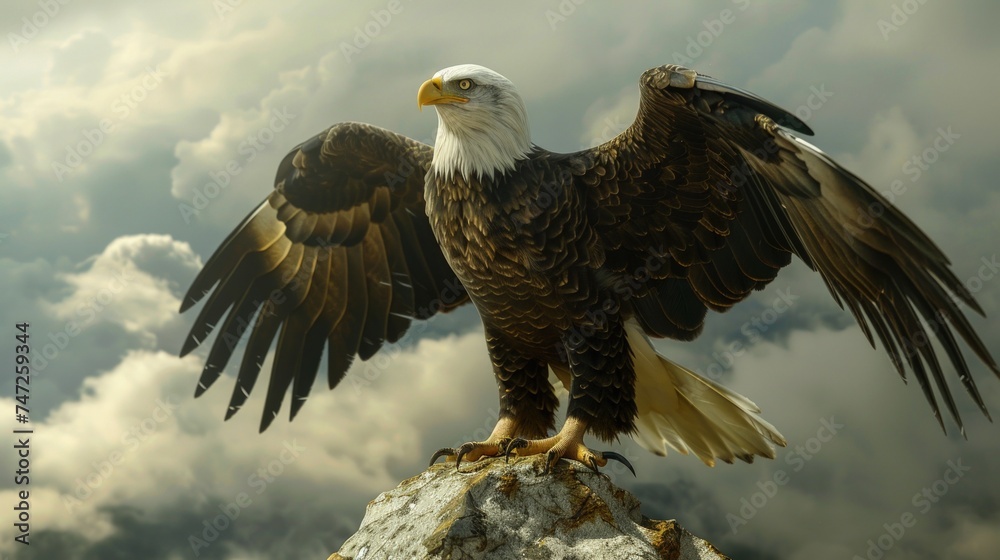 black eagle standing on large rock black eagle standing on large rock