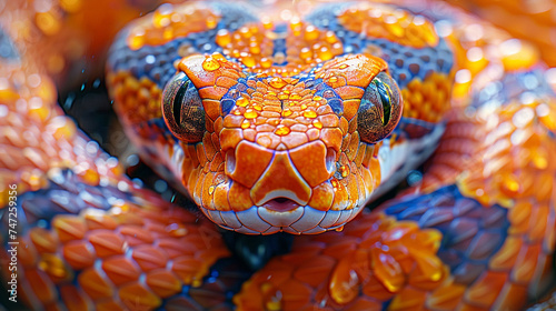 close up of a blue eyed python