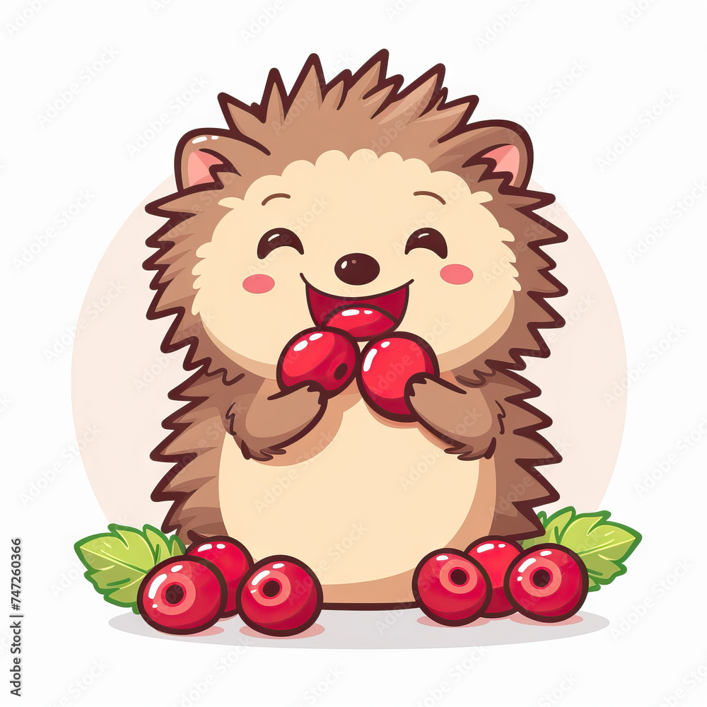 Satisfied Hedgehog Snacking on Berries. Vector Icon Illustration. Animal Nature Icon Concept Isolated Premium Vector. Satisfied Hedgehog Snacking on Berries. Vector Icon Illustration. Animal Nature Icon Concept Isolated Premium Vector.