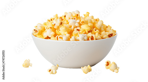 Bowl of popcorn isolated on white background