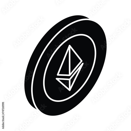 Well designed icon of ethereum coin, cryptocurrency coin isometric vector design
