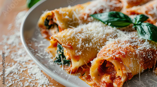 Exquisite gourmet plate of cannelloni