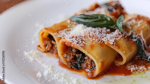 Exquisite gourmet plate of cannelloni