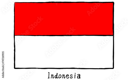 Analog hand-drawn world flag, Indonesia