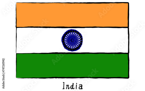 Analog hand-drawn world flag, India
